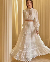 SNOWFLAKE Lace Two Piece Set in White