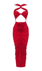 Neckholder-Maxikleid mit Cut-Outs in Rot