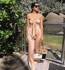 Martini Knot Front Loose High Waist Two-Piece Set