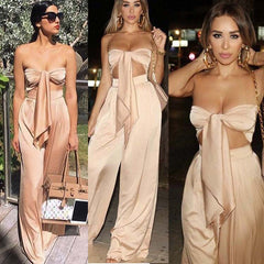 Martini Knot Front Loose High Waist Two-Piece Set