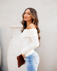 Flute Off The Shoulder Knit Top - Off White