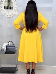 Fashoin Solid Lapel Maxi Dress