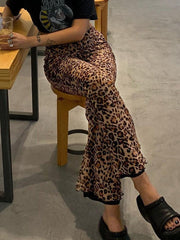 Leopard Print Bootcut Wide-leg Pants