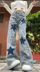 Y2K Baggy Blue Star Jeans Pants