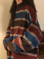 Vintage Gestreifter Pullover mit Rundhalsausschnitt