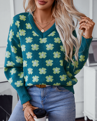 Rollkragenpullover aus Jacquard mit Blumenmuster