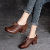 Handgemachte Retro Leder Low Heels