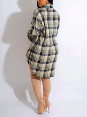 Plaid Button Long Sleeve Shirt Dress