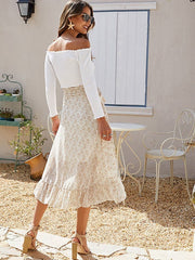 High Low Rock mit kleinem Blumenmuster und seitlicher Schnürung