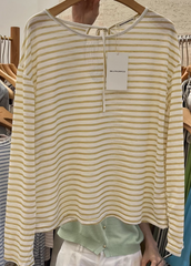 Raelle Cotton Blend Striped Top - White Mint - FINAL SALE