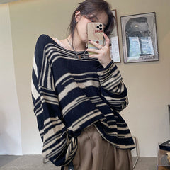 Oversize-Strickpullover mit Streifen