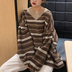 80er Oma V-Ausschnitt Pullover