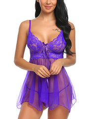 Black Lace Bra tulle Splicing Babydoll