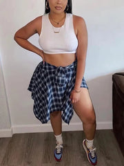 Lässiger karierter Falten-Minirock