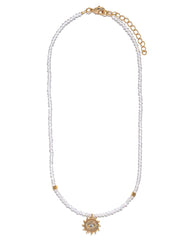 Ablaze Beaded Pendant Necklace - White
