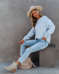 Rundhalspullover aus Akazienbaumwolle - Hellblau