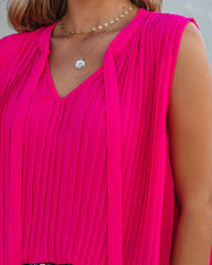 All That Matters Pleated Sleeveless Blouse - Hot Pink - FINAL SALE FATE-001