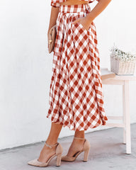 Athina Cotton Blend Pocketed Midi Skirt - Rust