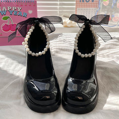 Schleife Grün Chunky Heels Schuhe