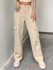 Pocket Detail Straight Cargo Jeans