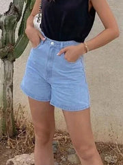 Basic-Shorts aus gewaschenem Denim