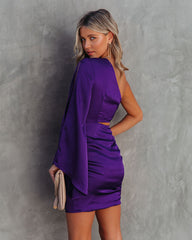 Caydan Satin One Shoulder Cutout Dress - Plum - FINAL SALE Ins Street