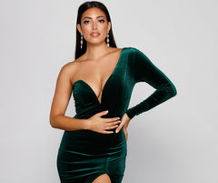 Cheyenne Formal One Shoulder Velvet Dress Sai Feel