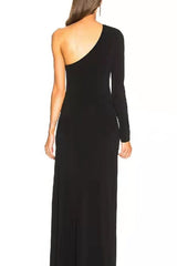 Schickes schwarzes Abendkleid mit einem Ärmel