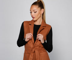 City Girl Faux Wool Trench Vest Sai Feel