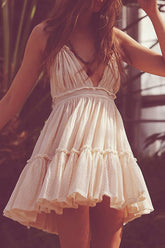 Damen Sommer Neckholder Tiefem V-Ausschnitt Sexy Patchwork Mini Kurze Kleider