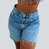 Jeansshorts mit Cut-Out-Bein für Damen