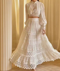 SNOWFLAKE Lace Two Piece Set in White