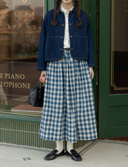 Style Blue Peter Pan Collar Pockets Patchwork Denim Coats