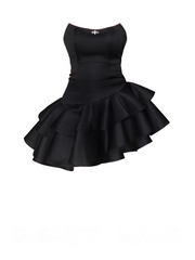 Women's black irregular puffy dress