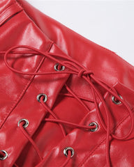 Lace Up Peekaboo PU Pants