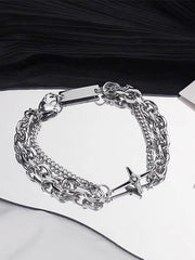 Geometric Decor Link Chain Layered Bracelet