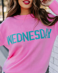 Wednesday Wearing Pink Knit Sweater Ins Street