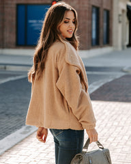 Martha Pocketed Drape Sherpa Jacket - Tan Ins Street