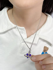 Rhinestone Cross Heart Pendant Necklace