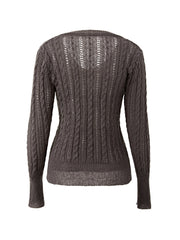 Vintage-Stricktop mit V-Ausschnitt und Zopfmuster