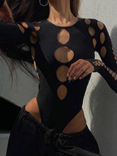 Schwarzer Bodysuit mit Cut-outs und langen Ärmeln