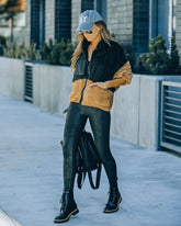 Nava Pocketed Colorblock Zip Up Jacket - Black Ins Street