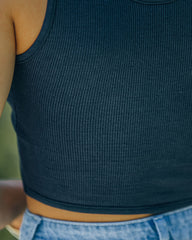 Barre Twist Knit Crop Tank - Black - FINAL SALE