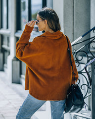 Aiden Fuzzy Knit Shacket - Camel - FINAL SALE