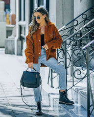 Aiden Fuzzy Knit Shacket - Camel - FINAL SALE