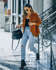 Aiden Fuzzy Knit Shacket - Camel - FINAL SALE