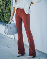 Sophie High Rise Bell Bottom Cordhose - Ziegelrot