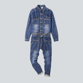 Flap pocket detachable denim overall