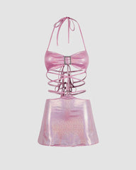 Glitzerndes Blush-Kleid