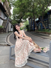 Women's French retro floral dress